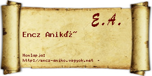 Encz Anikó névjegykártya